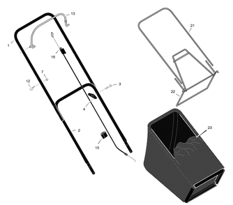 Handle And Bag Assembly Diagram and Parts List for 204210X31D 2004 Briggs and Stratton Lawn Mower